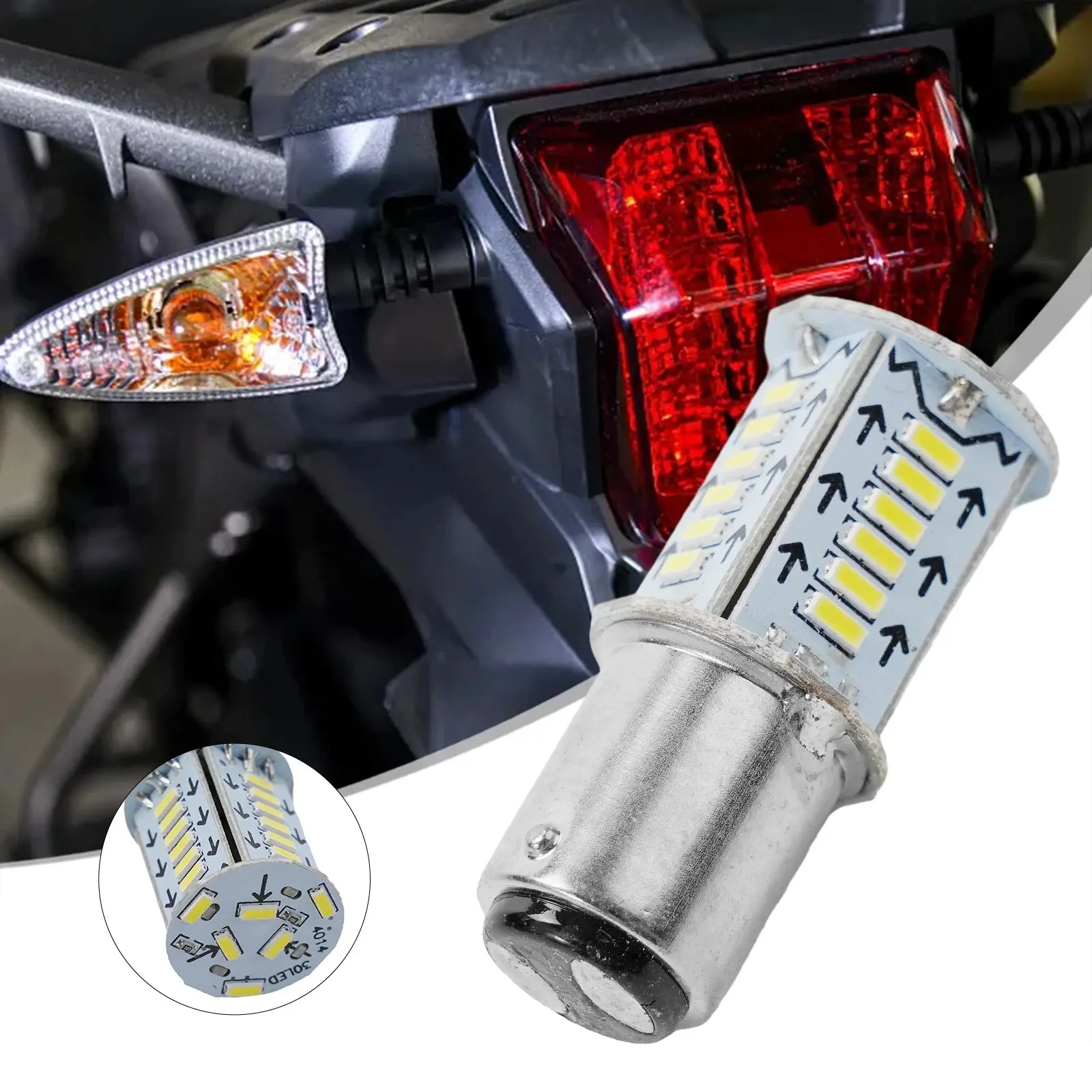 Motorcycle Car Light LED Brake Light Strobe Light Bubble 1157 30 Light Driving Running Water Flash + Brake Direct Flash 12V