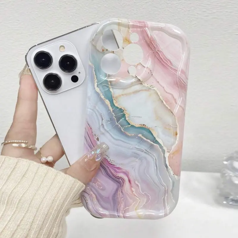 Marble Pattern Phone Case, Decorative Phone Protector Cover, Fashion Phone Accessories Compatible with iPhone 15 14 13 12 11 X 2