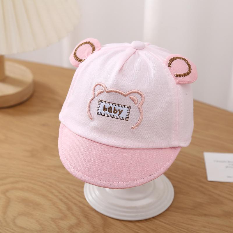 Baby hat spring and autumn peaked cap thin cute super cute cartoon baby visor male and female treasure flip brim hat 4