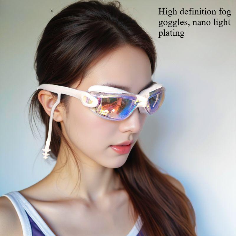 Kính Bơi, Unisex, Hàng Mới Về, Không Thấm Nước Và Chống Sương Mù, Thích Hợp Đua Xe, Cận Thị Gọng Nhỏ Đặc Biệt, Bao Gồm Mũ Bơi, Bộ Phải Có 2