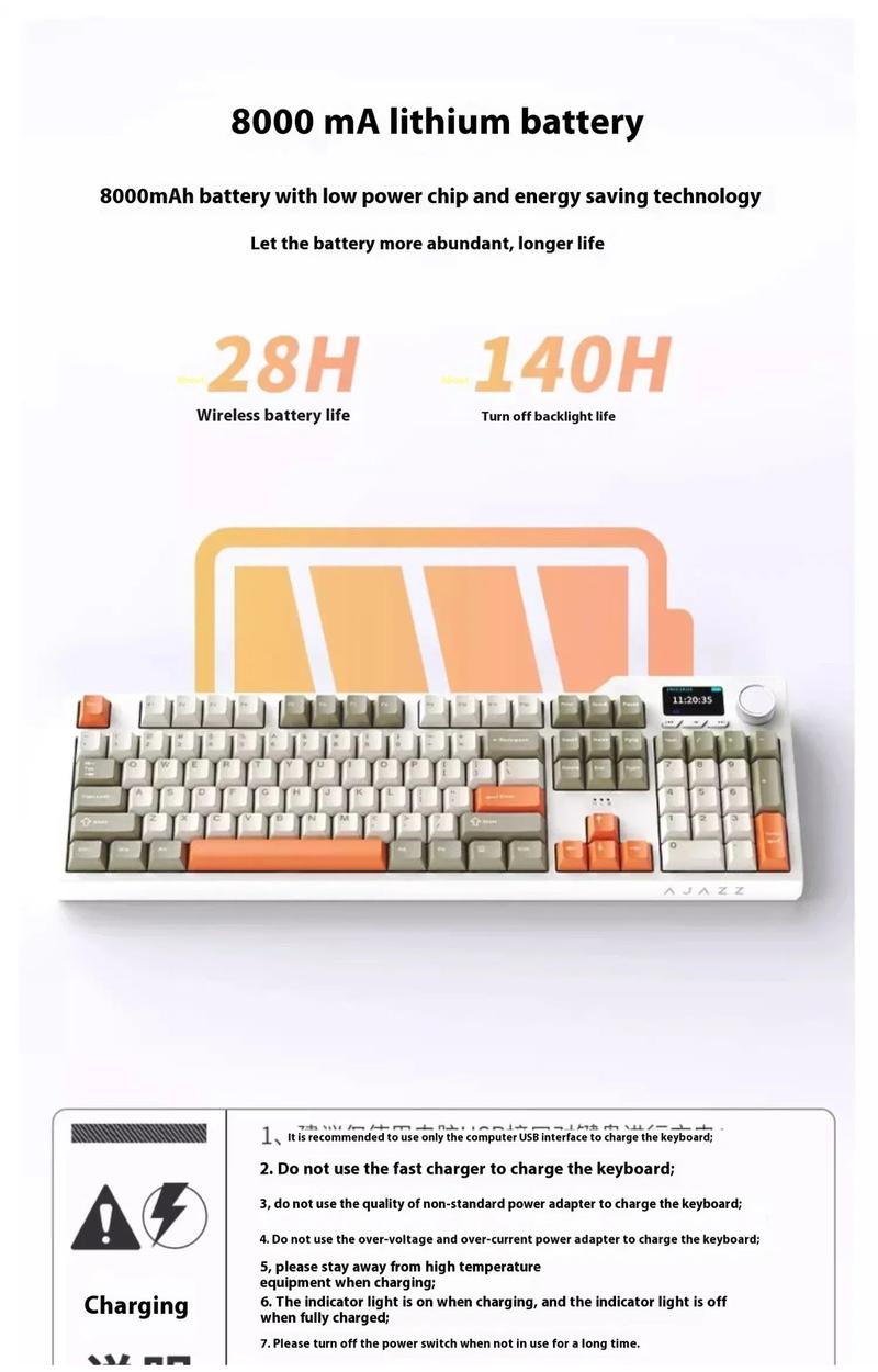 Product Introduction of Ajazz AK35i V3 Wired and Wirless 3mode Mechanical Keyboard 104keys Full-key Hot Swappable with Knob and Display Five Layer Noise Reduction for Gaming and Office 10