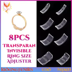 8pcs Pengecil Cincin Ring Adjuster Transparan Invisible Pengganjal Ukuran Anti Lepas