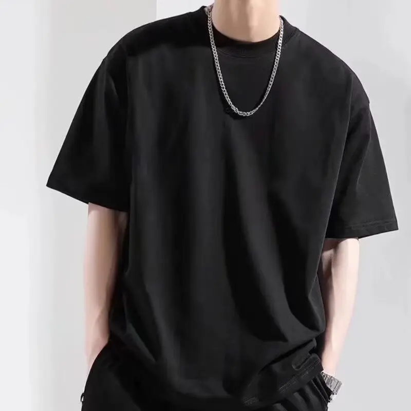 Men's Solid - color Versatile Short - sleeve T - shirts: Retro Round - neck, Loose - fit for Summer