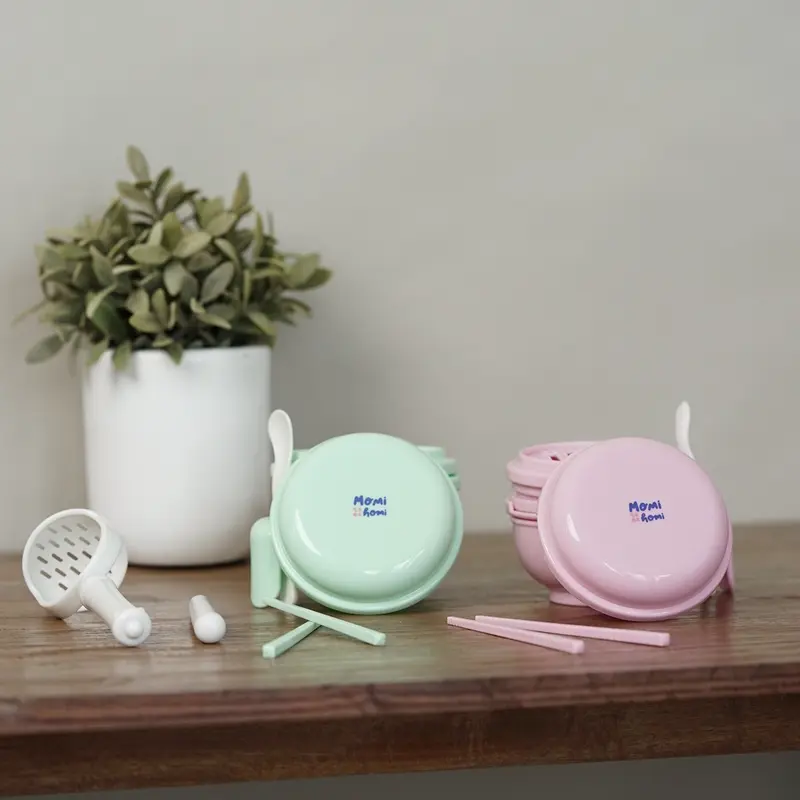 MOMI HOMI Baby Food Maker Grinding Bowl Alat Pembuat Makanan Bayi MPASI Anak set isi 10 pcs Mangkok Tempat Makan Pembuat Makanan Jus Buah Bayi Manual 10 IN 1 Biru 7