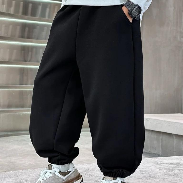 [26-55KG] QUẦN NỈ BOM DÁNG THỤNG BO GẤU CHO BÉ TRAI GÁI FORM RỘNG MÀU ĐEN VÀ GHI XÁM