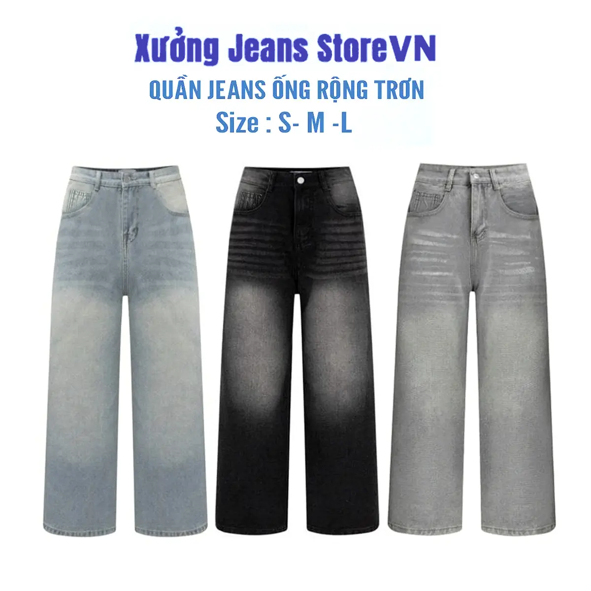 Xưởng jean storevn - Quần jean ống rộng quần bò ống suông wash mầu tôn dáng chất mềm phong cách trẻ Basic dễ mặc Ong Women Pants Denim Jean quan bosuong Có Túi quansuong