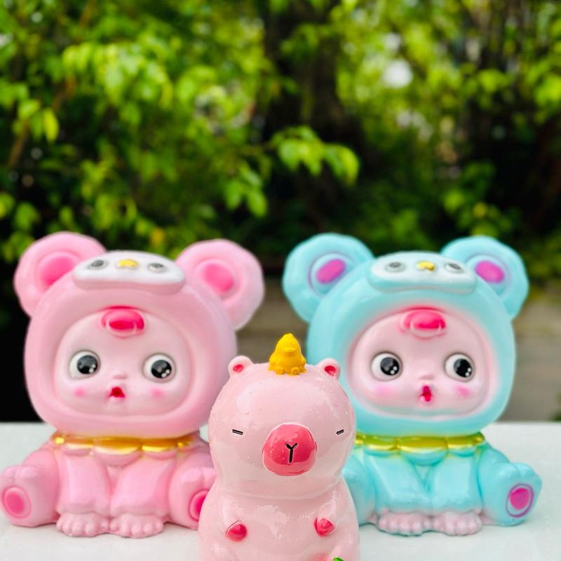 [Mua 1 tặng 1] Ống tiết kiệm lỗ tròn BÚP BÊ GẤU | Heo đất/Lợn đất | Decor trang trí | Tiết kiệm tiền Ống Heo Đựng Tiền Đồng heo  mini đính đá