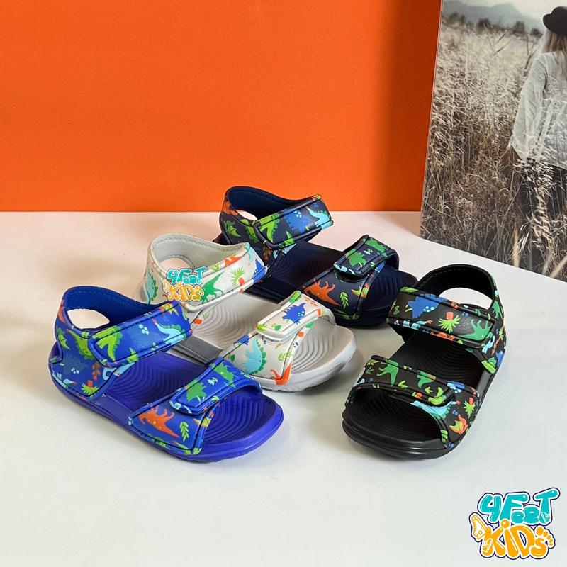 Giày Sandal xốp quai dán Khủng Long 4 màu phiên bản 2023 Siêu Ngầu cho bé trai bé gái 1-5 tuổi nhẹ, mềm dép  tập