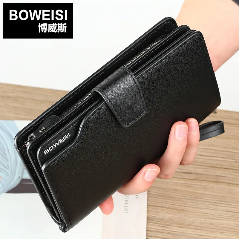 Dompet Lelaki, Panjang, Pelbagai Fungsi, Kapasiti Besar, Mewah, Gaya Perniagaan, Beg Tangan Zip, Pemegang Telefon, Banyak Slot Kad