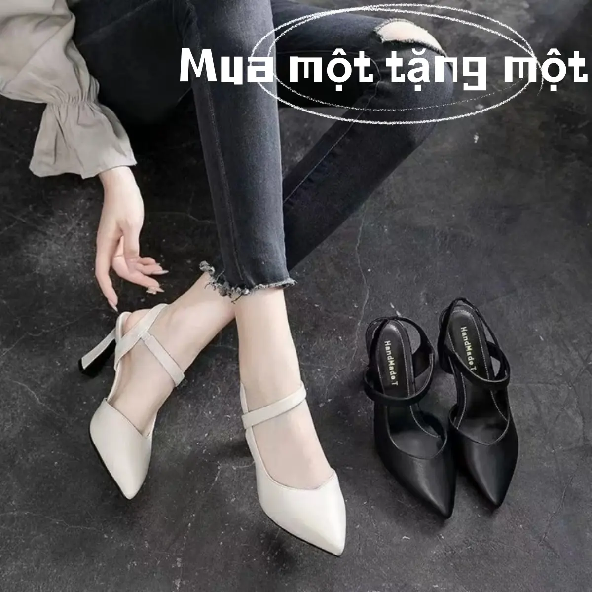 Giày Cao Gót Nữ Hàn Quốc Đế Cao 7cm Chống Trơn | Mua 1 Tặng 1 | Chất Da PU Mềm Thoáng Khí | Thiết Kế Hàn Quốc | Hàng Chuẩn Việt Nam+Gửi vớ | Mua giày tặng vớ