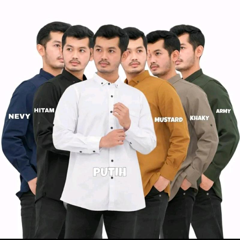 Product Introduction of TERUWUKKK KEMEJA POLOS PANJANG PRIA KASUAL Slim-fitting M L Xl Navy Pink Maroon Santai Grey 11