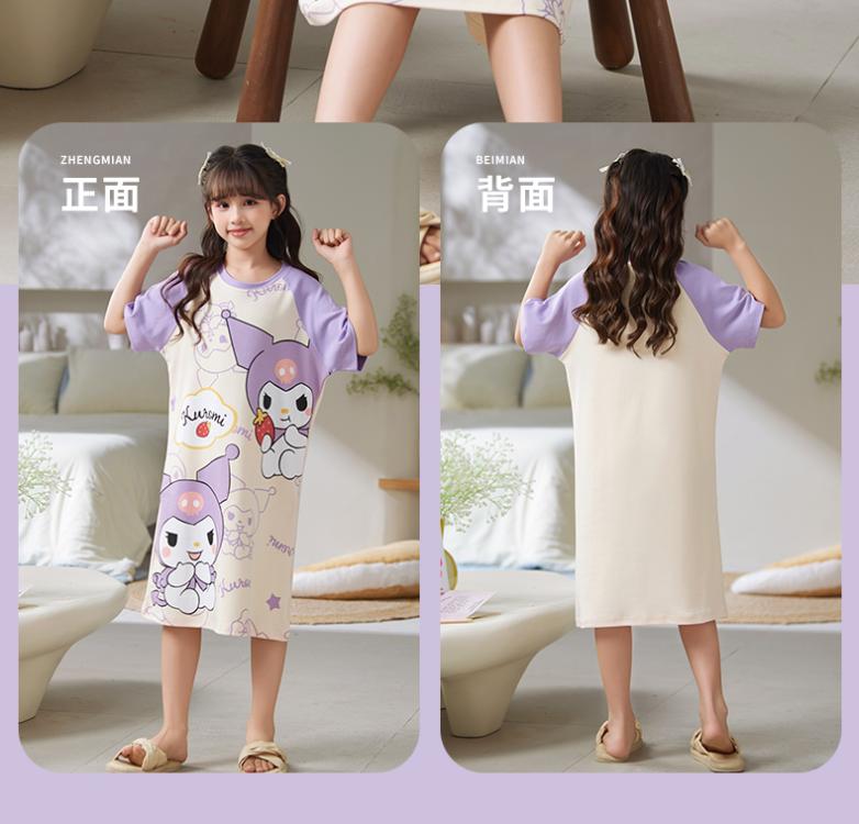 Product Introduction of 2024 New Princess Style Children's Pajamas for Girls Summer Parent-Child Baby Nightdress Thin Large Girl Homewear 13