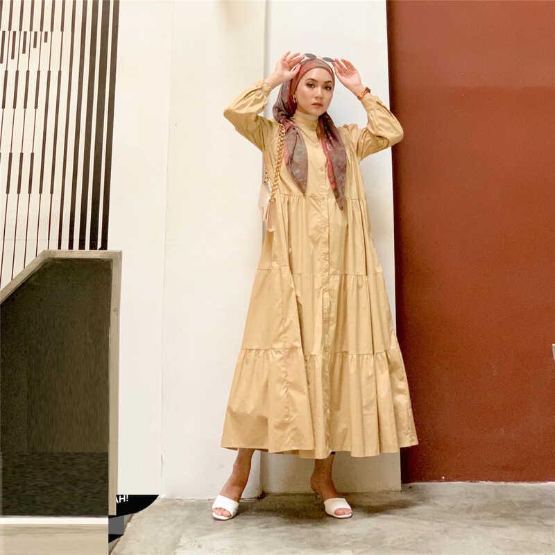 Product Introduction of 2024 New Women's Dress Cotton Splicing Women's Dress Muslim Women's Dress Solid Color Casual Loose Women's Long Dress 10