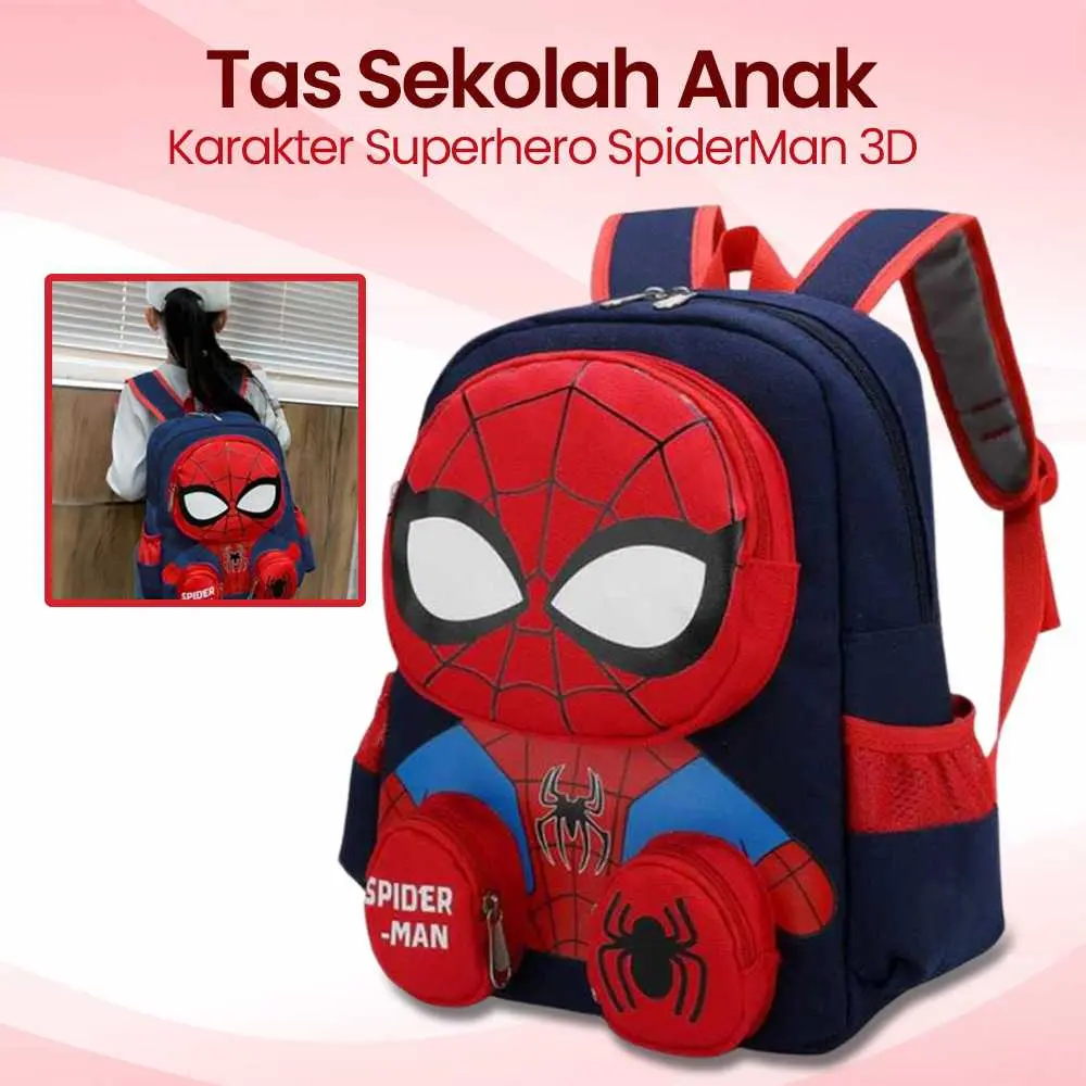 Fashion Tas Ransel Sekolah Anak TK/Paud Karakter Superhero Kartun Spiderman 3D