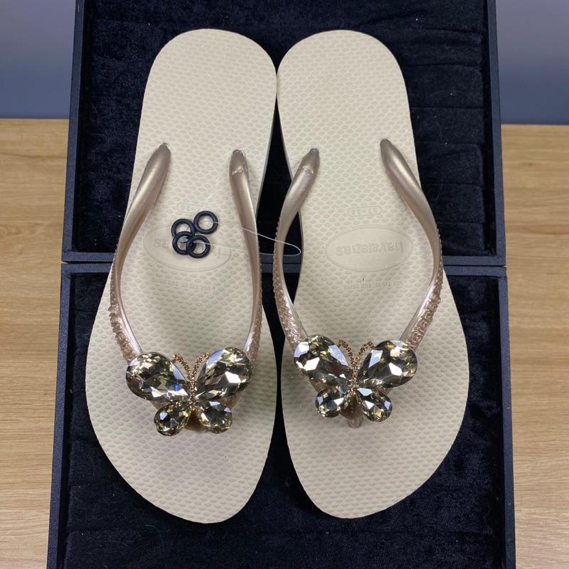 Dép xỏ ngón gắn Charm Búm Đá Vàng  vòng thâu quai 3