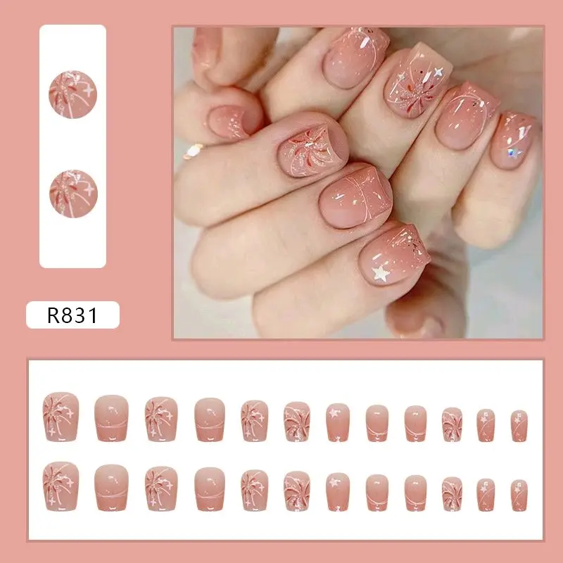 Mã R831- Nail Box xinh đẹp bộ 24 móng tay giả dành cho Nữ + được kèm phụ kiện keo dán Women 0