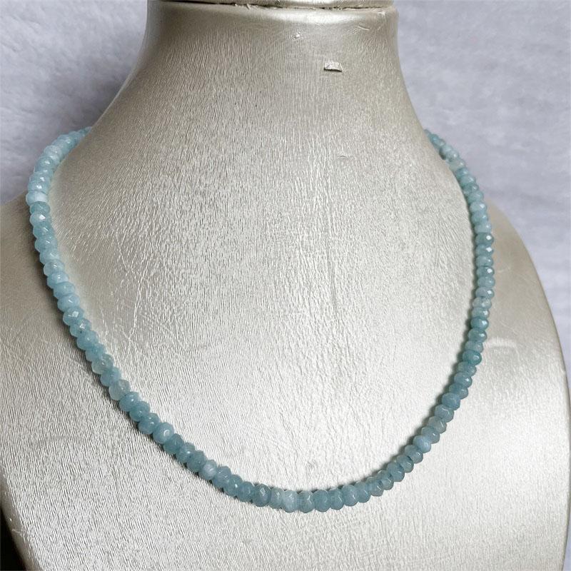 Product Introduction of 4*6MM Faceted Aquamarine Necklace Power Natural Stone Jewelry Dance Health Care Gemstone Protection Healing Yoga 40/45/50/55CM 5