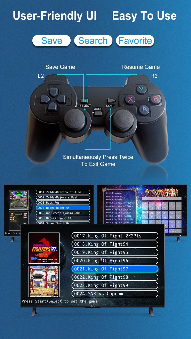 Product Introduction of Q9 Game Console TV BOX X2 PLUS 8K Retro Video Games Console with Wireless Controller, 64G Storage Built-in 30000 Games for PS1 Android Port 89