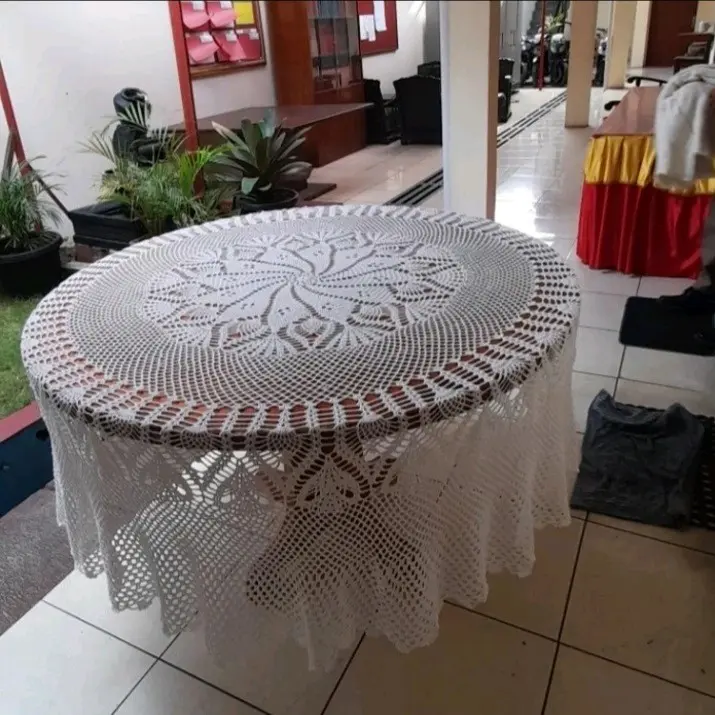 taplak rajutan bulat besar diameter 150 Taplak Meja