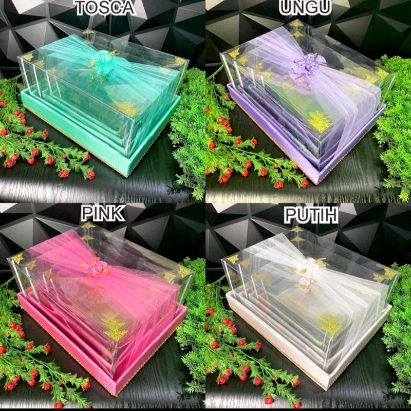 box kotak seserahan hantaran pernikahan mika tile siku 1 set isi 4 PCS foto merah Pita Silver 4