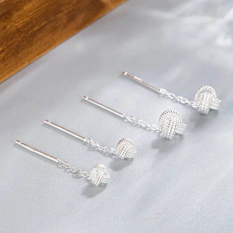 Bông Tai thả Tua Rua Ruyi, Bông Tai Ngắn cho bé gái, thiết kế độc đáo, Đinh Tán Tai đơn giản và Hàng Ngày, Bông Tai Dễ Phối Đồ Cao Cấp