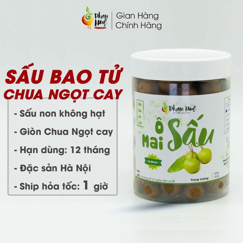 Ô mai sấu bao tử giòn chua ngọt cay Phan Huệ 100g 300g 500g. Đặc sản Hà Nội Snack Ăn Vặt