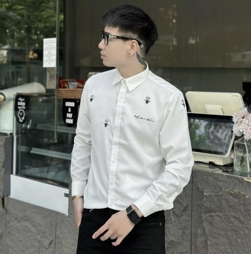 Product Introduction of Áo sơ mi nam dài tay ᵰgực thêu chữ kí họa tiết thêu ong bay boy phố - Menswear Kate 10
