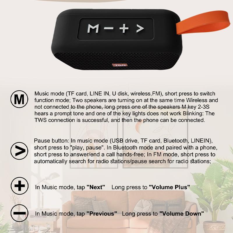 Product Introduction of T&G Portable Wireless Speaker, Rechargeable Stereo Speaker, Hands-free Call Music Speaker, Suitable for Connect to Mobile Phone/Tablet/TV 4