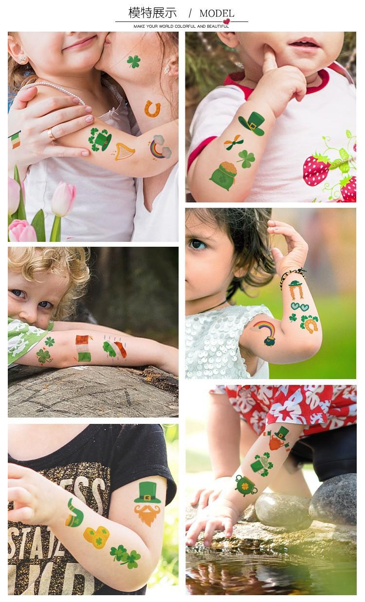 Product Introduction of Waterproof sweat cuckold clover face irish festival sticker st. patrick's day tattoo sticker 4