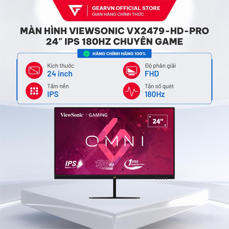 Màn hình Gaming ViewSonic VX2479-HD-PRO 24 inch SuperClear IPS 180Hz/240Hz 1ms chuyên game