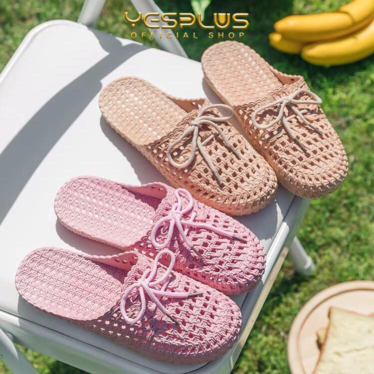 [YESPLUS] PY132 Sandal Selop Wanita Flat Jelly Import Fashion Model Tali Rajut Terbaru 7