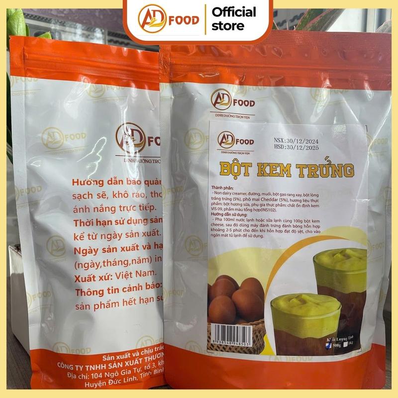 500g Bột kem trứng ADFOOD - làm topping đồ uống, topping cream bột milk foam muối biển, bánh ngọt kem cheese, cà phê phủ kem cheese...