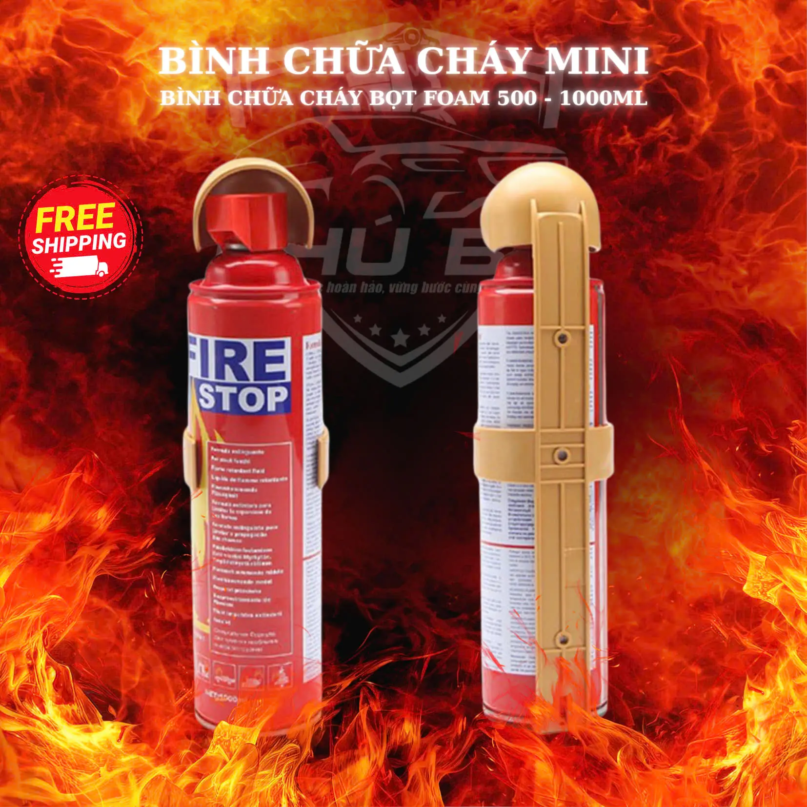 Bình Xịt Dập Lửa Trên Ô Tô Dạng Bọt Foam 1000ml [ TẶNG KẸP GẮN TIỆN LỢI]