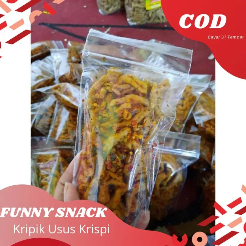 KRIPIK USUS PEDAS DAUN JERUK kemasan 100gram