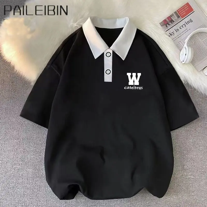 Áo Polo Ngắn Tay, Phong Cách Preppy, Áo Phông Có Ve Áo, Dành Cho Em Bé Trai Và Bé Gái, Trang Phục Mùa Hè, Áo Phông Thường Ngày Cổ Điển Mỹ, Dáng Rộng Vừa Vặn, Thương Hiệu Thời Trang Menswear Có Cổ Shirt Cộc Tay Tay Ngắn 4