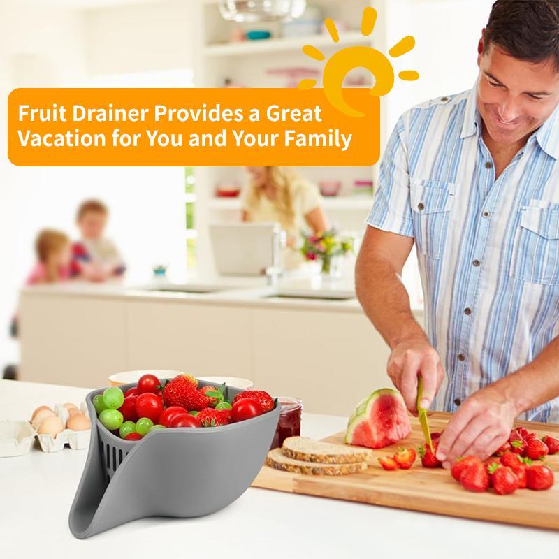 Silicone Drain Basket, Multifunctional Vegetable Drain Strainer Basket with Nozzle, Kitchen Accessories for Home Dining Room Picnic, Utensils 7