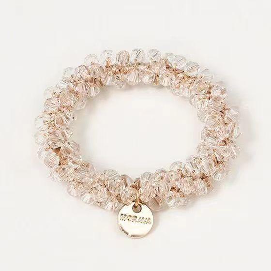 Product Introduction of Korean Simple Temperamental Bracelet Dual-Use Instafamousrubber Band Sweet Headwear Vintage Pearl Head Rope Hair-Binding Crystal Hair Tie 2
