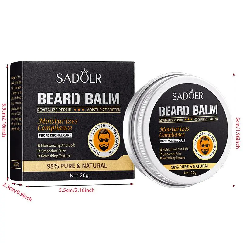 20g Beard Care Cream, 3 Counts/set Nourishing Beard Balm for Daily Use, Hair Care Product for Men Gift 1