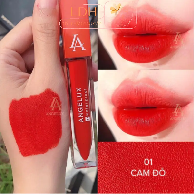 son kem siêu lì Angelux -Chống thấm , chống trôi suốt 24H- (07- hồng 10H ) Cosmetic son Môi Trang Điểm Mỹ Phẩm Nữ Women son sieu li son  khô 4
