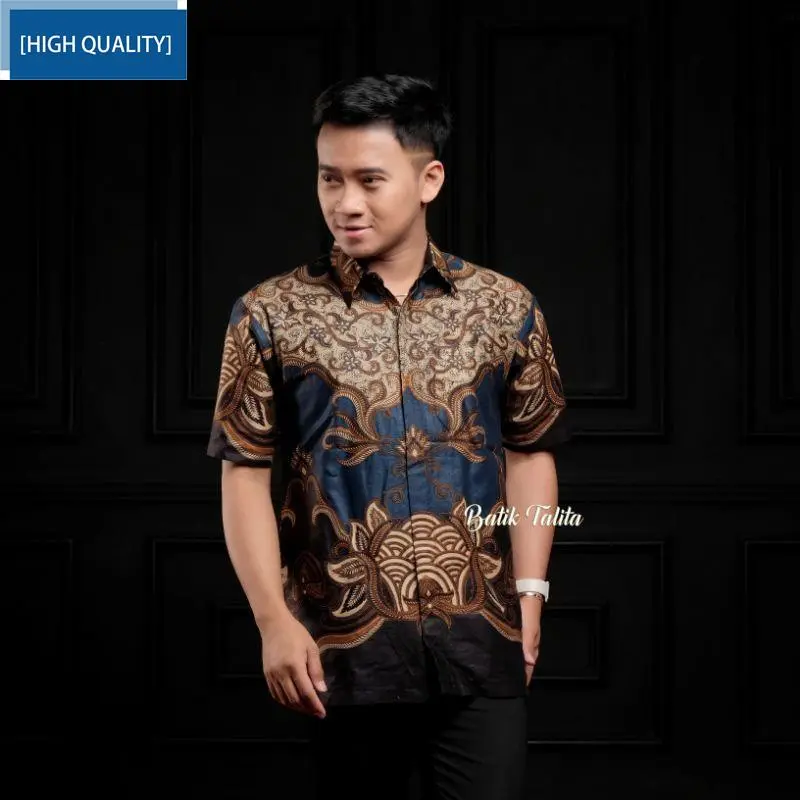 KEMEJA Men's BATIK Shirt Short Sleeve BIG SIZE JUMBO Sogan 3XL FF10861