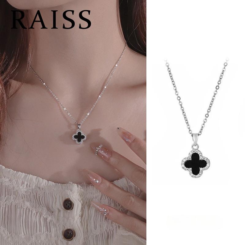  Vòng Cổ Cỏ Bốn Lá Màu Đen Sang Trọng Dành Cho Nữ Có Màu Vàng Và Bạc 