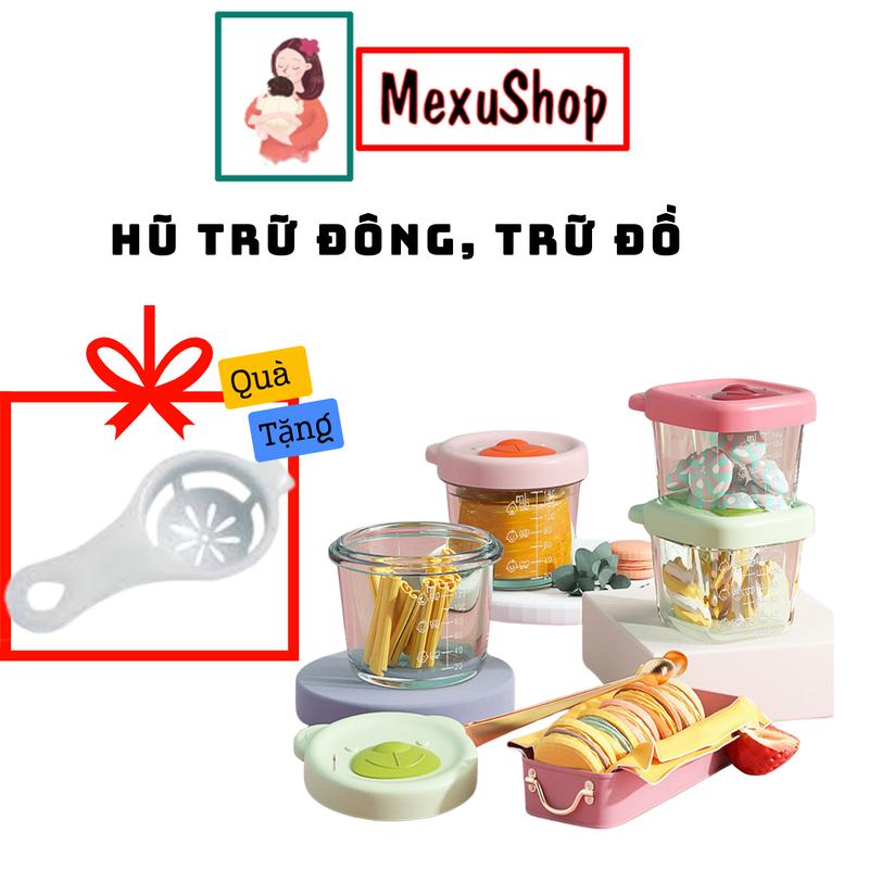 Set thuỷ tinh đựng đồ cho bé ăn dặm có vạch chia ml - Hộp trữ đông thực phẩm có nắp cho bé Silicone thuỷtinh trữdông ăndặm setthuytinh