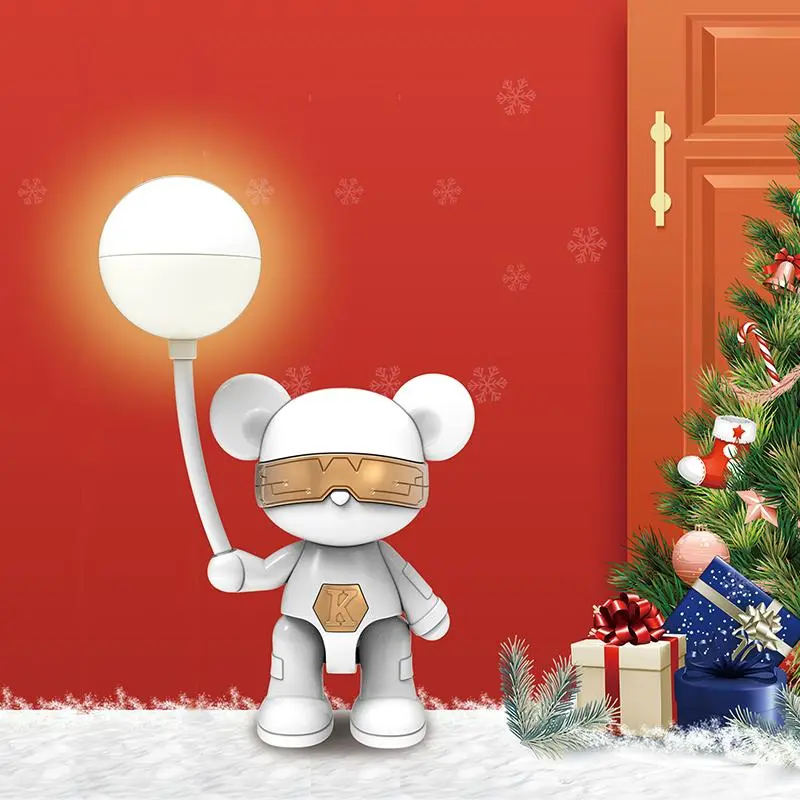 Cartoon bear design moon light, gift USB charging cable, rechargeable night light, creative romantic atmosphere light, children's room bedroom decoration, bedroom lamp, children's bedroom essential, children's gift 0