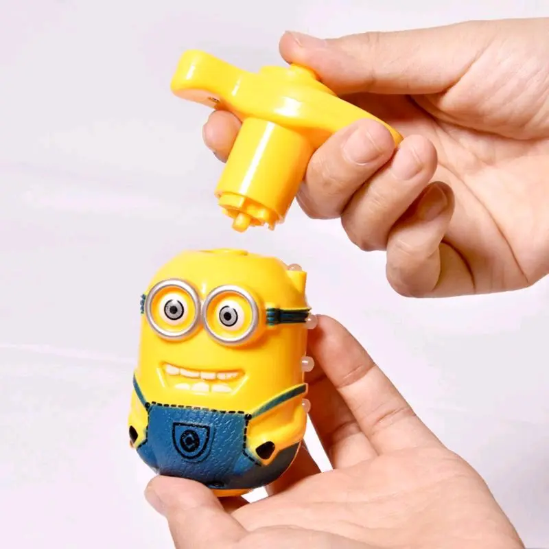mainan anak edukasi gasing LED plus music song model minion bernyanyi 1