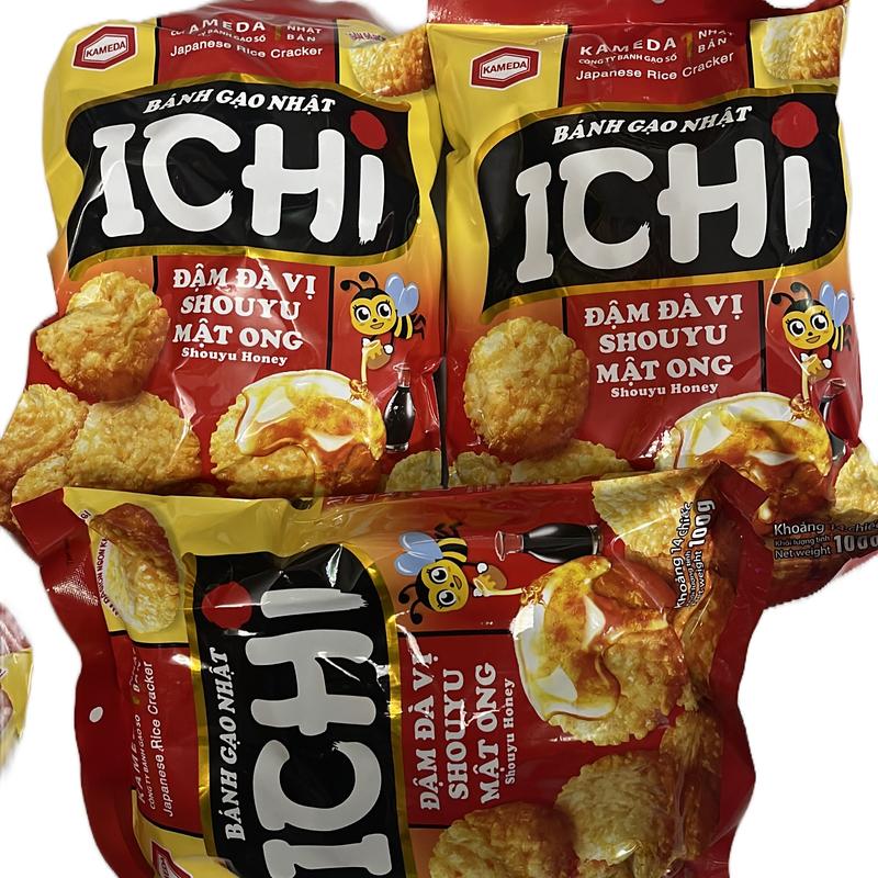 Bánh gạo Nhật Ichi vị Shouyu mật ong đậm đà túi 100g- Snack Ăn Vặt Food Thức Ăn rong biển nén hat nem xoài sấy kẹo  gừng kẹo  sữa lạc đà kẹo thèo lèo  kẹo bông dâu kẹo  sữa bánh  quy kẹo  lạc