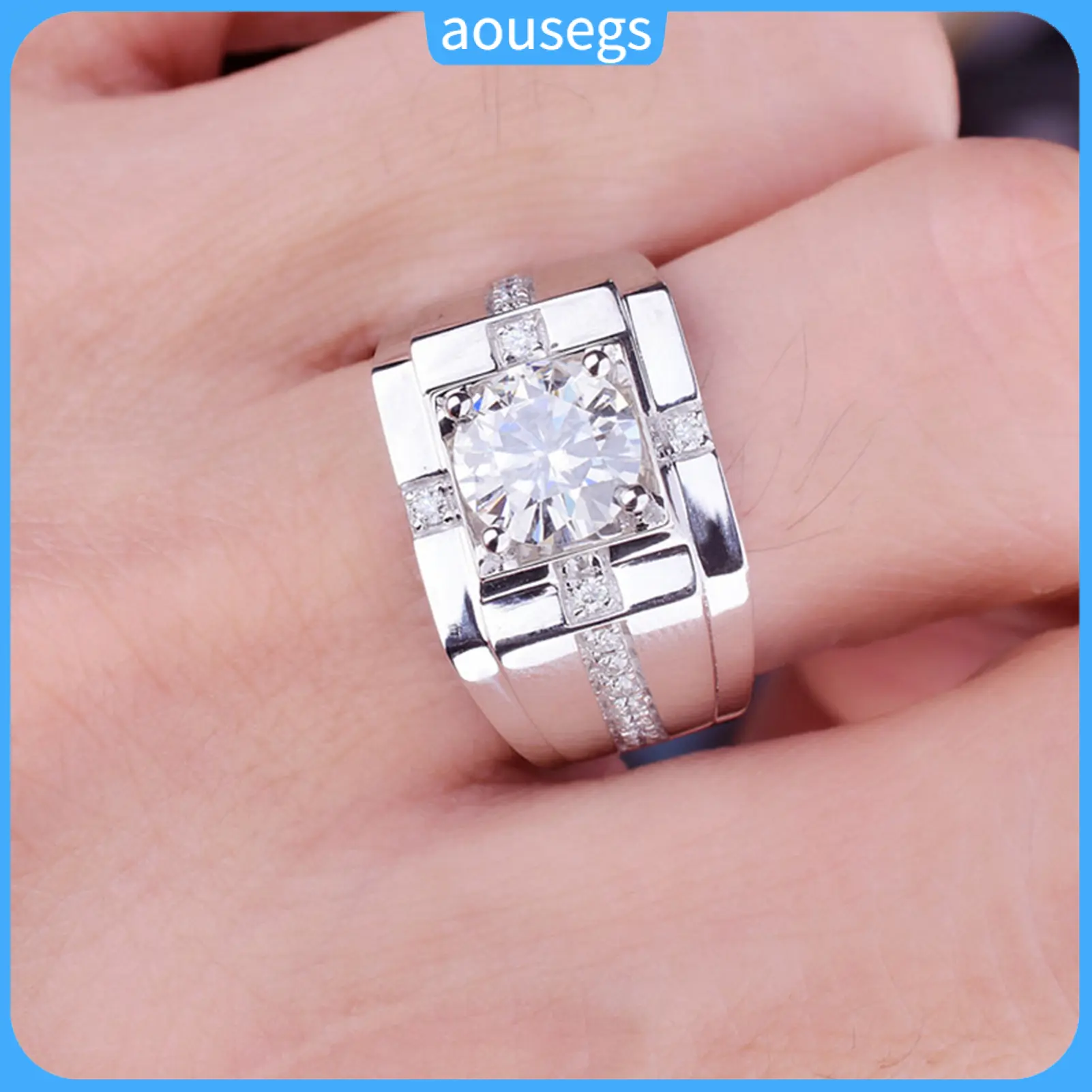 Nhẫn Zircon Sáng Bóng Cho Nam, Trang Sức Dát Kim Cương Giả Hình Học, Mạ Điện, Trang Trí Không Gây Dị Ứng, Đính Hôn, Nhẫn Ngón Tay Mở, Dây Đeo Quà Tặng