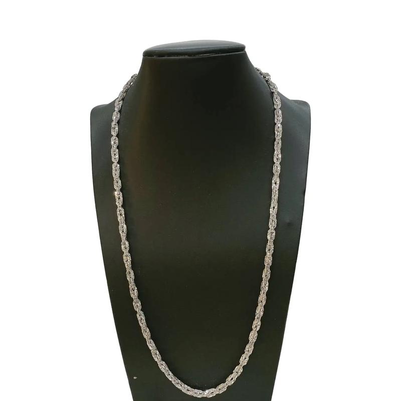 Dây Chuyền Nữ Xoắn Vuông Bạc Xi Kim Bản 4mm NCX038 Hà Tuấn Jewelry