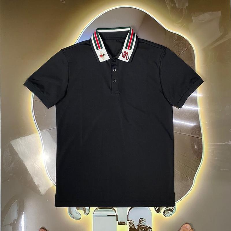 Áo Thun Polo Nam  GC cổ áo thêu cong Ong Rắn nhỏ hai bên sang trọng thoát mát  Menswear Có Cổ Ngắn Tay áo polo Cộc Tay Tay Ngắn bbr