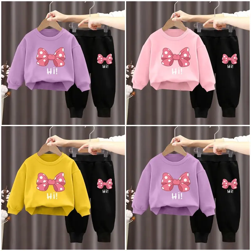 Bộ thu đông, bộ dài tay cho bé gái HÌNH NƠ Sandal