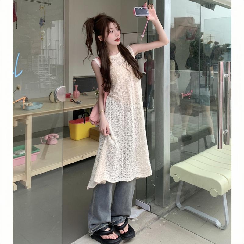 Áo len lưới kiểu nữ cách diệu dáng dài xẻ tà mặc đi chơi đi biển mùa hè 2024 Hàn Quốc Kozoda AL235 Women Top